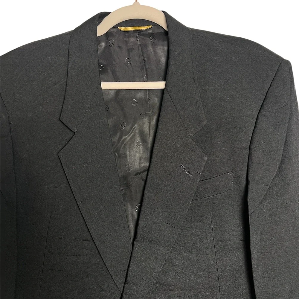 Vintage Christian Dior 100% Silk Blazer Men's‎ 2-Button Black ACTWU USA 80s 90s
